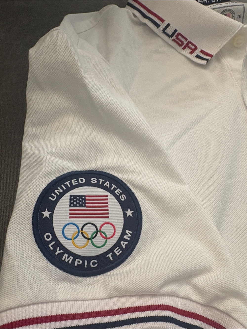 Ralph Lauren White Polo with Navy and Red Trim - Picture 4 of 4